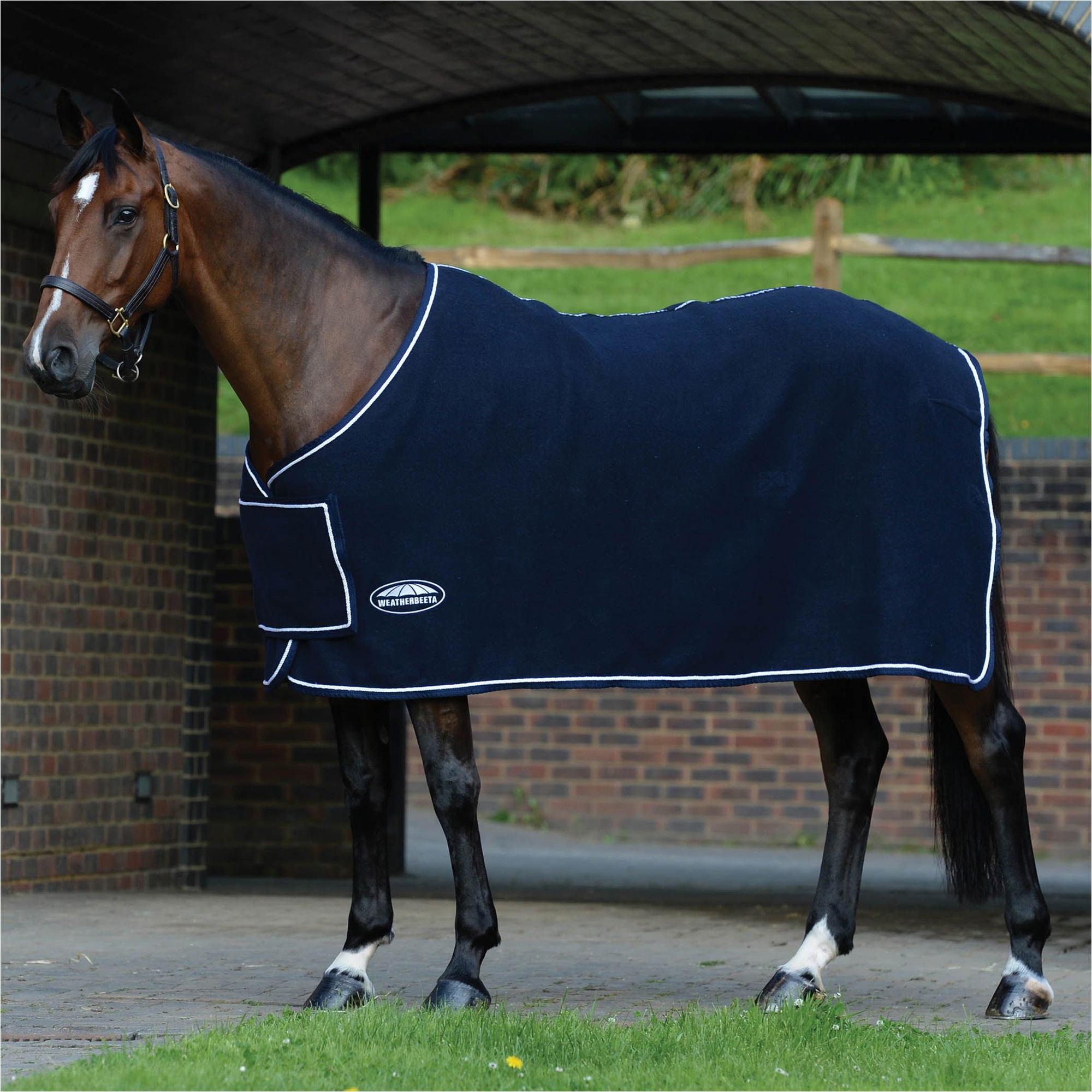 Weatherbeeta Laine Show Sheet Avec Panneau De Poitrine Col De Neck Standard Fleece Couverture 10115800 - Navy